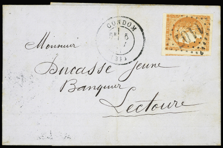GERS N°48 40c orange, bien margé avec voisin, obl. GC 1107