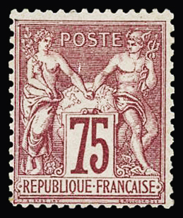 N°71 75c carmin, Type I, neuf *, très frais, infime