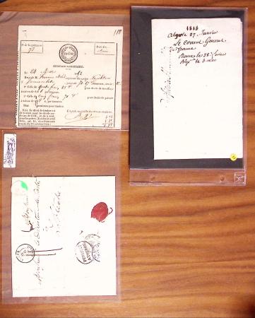 1791-1867, Lot de 12 lettres et documents d'ALGERIE,