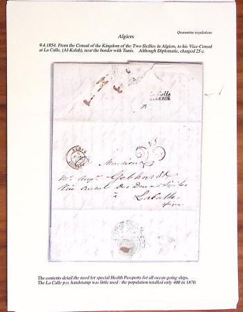 1791-1867, Lot de 12 lettres et documents d'ALGERIE,