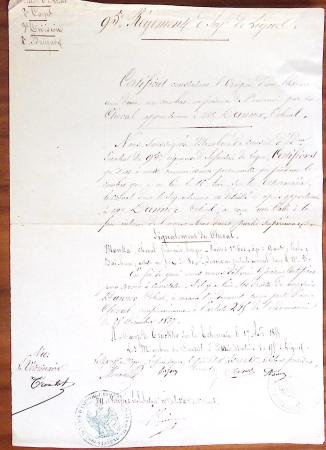 1848-1855, lot de lettres et de documents de l'ARMEE