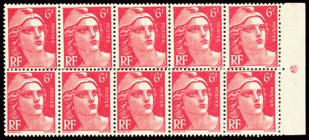 N°721 6fr rouge, variété saut de peigne d'une dent
