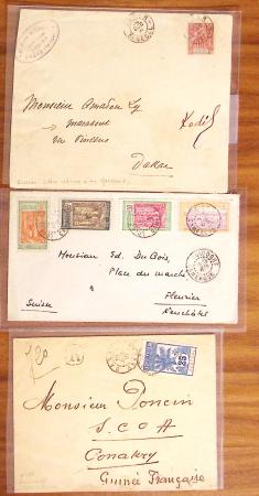 1890-1957, Lot de 27 lettres et CPA de diverses COLONIES