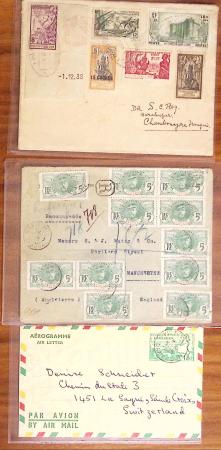 1890-1957, Lot de 27 lettres et CPA de diverses COLONIES