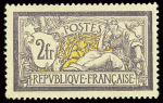 N°122 2f violet et jaune, bon centrage, neuf *, B/TB