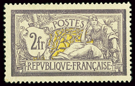 N°122 2f violet et jaune, bon centrage, neuf *, B/TB