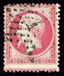 N°24b 80c rose, piquage décalé montrant amorce de TETE-BECHE,