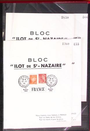 1944-45, Classeur comprenant 8 blocs avec affranchissements