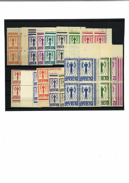 N°1 à 15 Série Francisque en blocs de 4, neufs **, TB