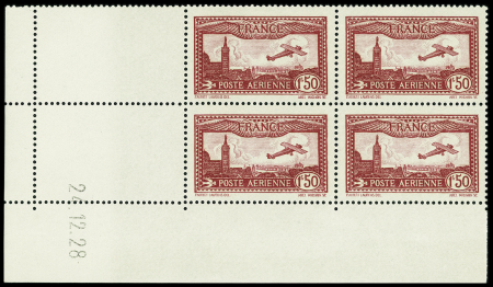 N°5 1f50 carmin, bloc de 4 avec cd du 24.12.28 au lieu