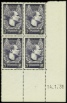 N°338b 3f violet gris, Mermoz, en bloc de 4 avec cd