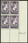 N°338b 3f violet gris, Mermoz, en bloc de 4 avec cd