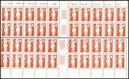 N°2806l T.V.P rouge, Marianne du Bicentenaire, variété