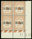 N°63/65 Recouvrement timbres de 1927 surchargés, en