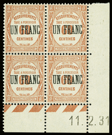 N°63/65 Recouvrement timbres de 1927 surchargés, en