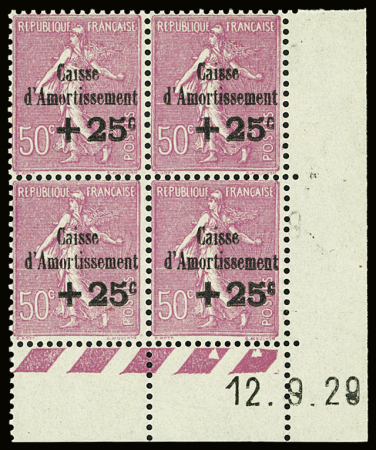 N°253/255 Caisse d'Amortissement en bloc de 4 avec