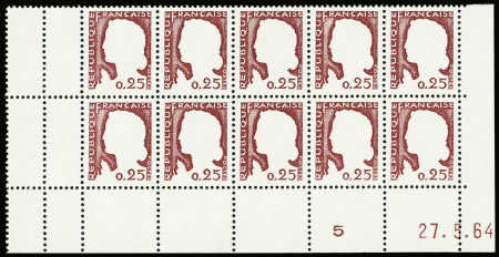 N°1263g/h 25c Decaris, variété gris omis en bloc de