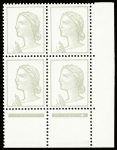 N°1263g/h 25c Decaris, variété gris omis en bloc de