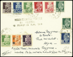 14 plis divers 1939-1945 dont 2 cartes de priorité navale + 10 CP neuves pour l'érection du monument du Maréchal Leclerc (vers 1955). TB