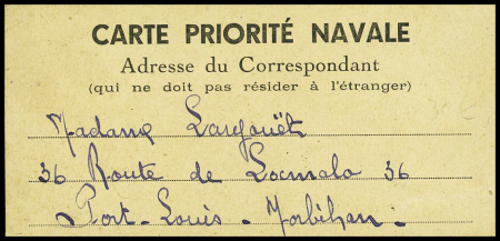 14 plis divers 1939-1945 dont 2 cartes de priorité navale + 10 CP neuves pour l'érection du monument du Maréchal Leclerc (vers 1955). TB