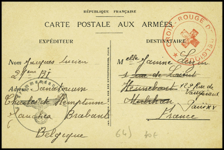 14 plis divers 1939-1945 dont 2 cartes de priorité navale + 10 CP neuves pour l'érection du monument du Maréchal Leclerc (vers 1955). TB