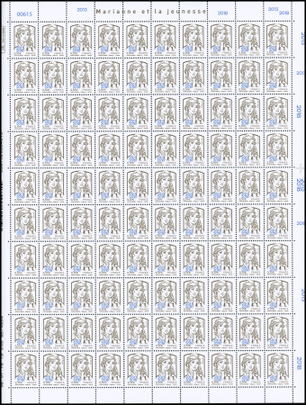 N°5234 ET 5235 Marianne et la Jeunesse surchargée, 2 feuilles de 100 chaque, et n°5144A, Paris 2024 surchargé Lima, 10 feuilles de 24, cote 3920€ (faciale 410€)