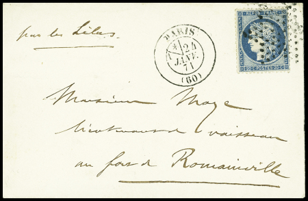 N°37 OBL étoile muette + CAD "Paris (60)" (24 janv