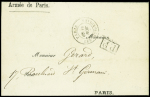Lettre militaire à en-tête "Armée de Paris" + CAD "Paris