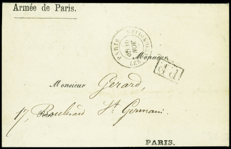 Lettre militaire à en-tête "Armée de Paris" + CAD "Paris