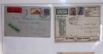 Lot varié de 64 premiers vols et lettres par avion de France et étranger dont carte postale de nouvel an Air France Chili France (dec 1933)