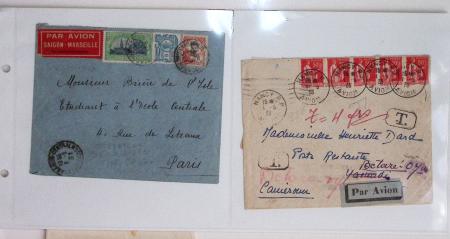 Lot varié de 64 premiers vols et lettres par avion de France et étranger dont carte postale de nouvel an Air France Chili France (dec 1933)