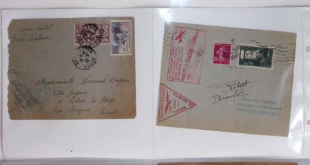 Lot varié de 64 premiers vols et lettres par avion de France et étranger dont carte postale de nouvel an Air France Chili France (dec 1933)