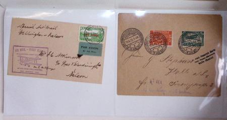 Lot varié de 64 premiers vols et lettres par avion de France et étranger dont carte postale de nouvel an Air France Chili France (dec 1933)