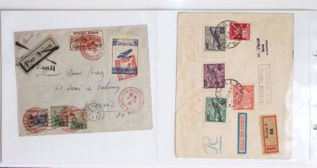 Lot varié de 64 premiers vols et lettres par avion de France et étranger dont carte postale de nouvel an Air France Chili France (dec 1933)
