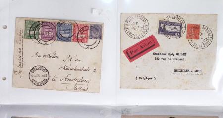 Lot varié de 64 premiers vols et lettres par avion de France et étranger dont carte postale de nouvel an Air France Chili France (dec 1933)