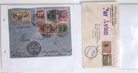 Lot varié de 64 premiers vols et lettres par avion de France et étranger dont carte postale de nouvel an Air France Chili France (dec 1933)