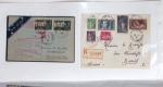 Lot varié de 64 premiers vols et lettres par avion de France et étranger dont carte postale de nouvel an Air France Chili France (dec 1933)
