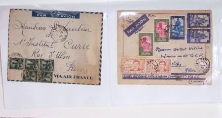 Lot varié de 64 premiers vols et lettres par avion de France et étranger dont carte postale de nouvel an Air France Chili France (dec 1933)