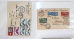 Lot varié de 64 premiers vols et lettres par avion de France et étranger dont carte postale de nouvel an Air France Chili France (dec 1933)
