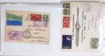 Lot varié de 64 premiers vols et lettres par avion de France et étranger dont carte postale de nouvel an Air France Chili France (dec 1933)