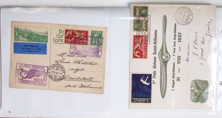 Lot varié de 64 premiers vols et lettres par avion de France et étranger dont carte postale de nouvel an Air France Chili France (dec 1933)