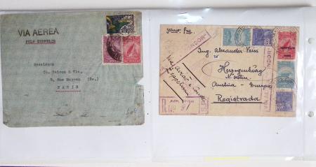Lot varié de 64 premiers vols et lettres par avion de France et étranger dont carte postale de nouvel an Air France Chili France (dec 1933)