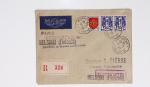 64 plis majorité par avion de divers pays, Italie bien représentée dont Italie n°77 OBL cachet violet