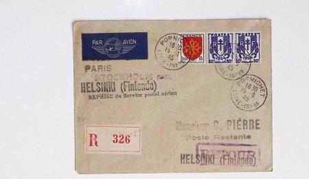 64 plis majorité par avion de divers pays, Italie bien représentée dont Italie n°77 OBL cachet violet