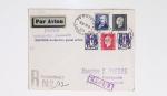 64 plis majorité par avion de divers pays, Italie bien représentée dont Italie n°77 OBL cachet violet