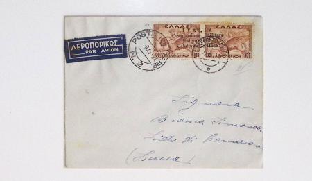 64 plis majorité par avion de divers pays, Italie bien représentée dont Italie n°77 OBL cachet violet