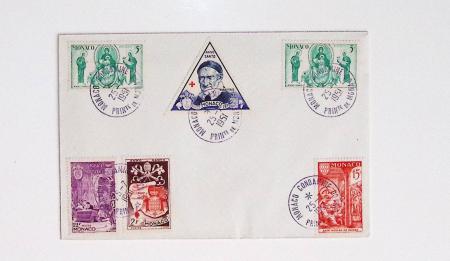 64 plis majorité par avion de divers pays, Italie bien représentée dont Italie n°77 OBL cachet violet