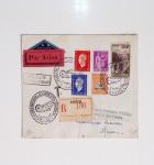 64 plis majorité par avion de divers pays, Italie bien représentée dont Italie n°77 OBL cachet violet