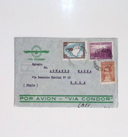64 plis majorité par avion de divers pays, Italie bien représentée dont Italie n°77 OBL cachet violet