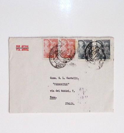64 plis majorité par avion de divers pays, Italie bien représentée dont Italie n°77 OBL cachet violet